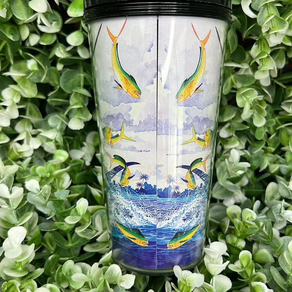 Guy Harvey Marlin & Mahi Mahi Vision Plastic Tumble Cup Pop Lid